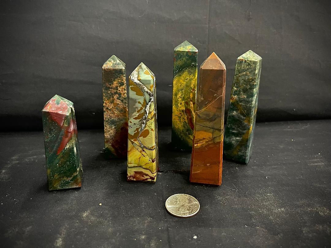 4 faceted fancy agate tower
