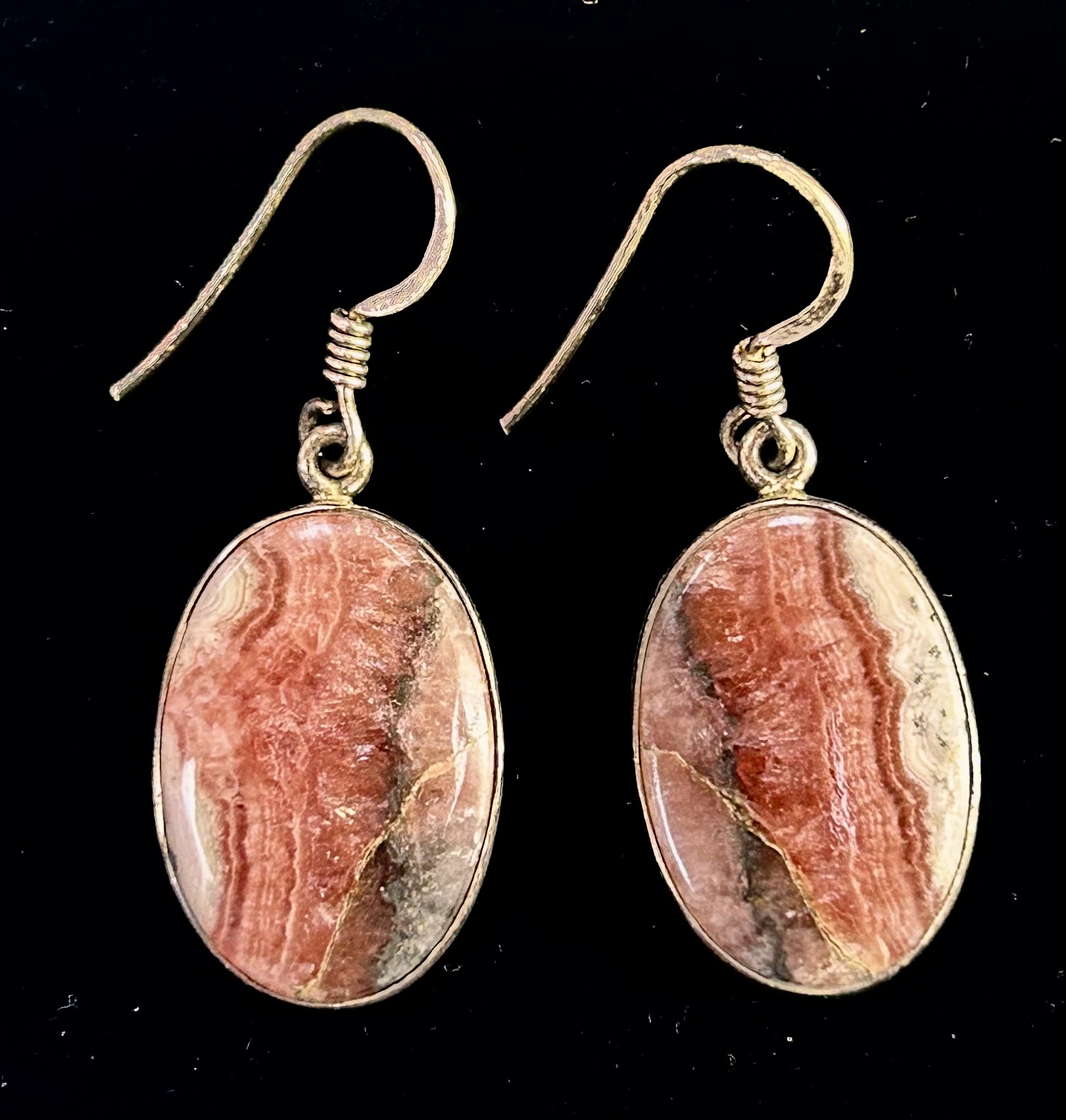 sterling earring rhodocrosite