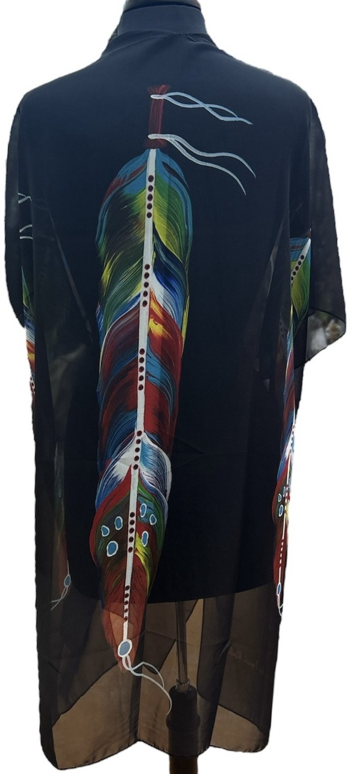 FEATHER OF MANY COLORS SHEER JACKET BACK