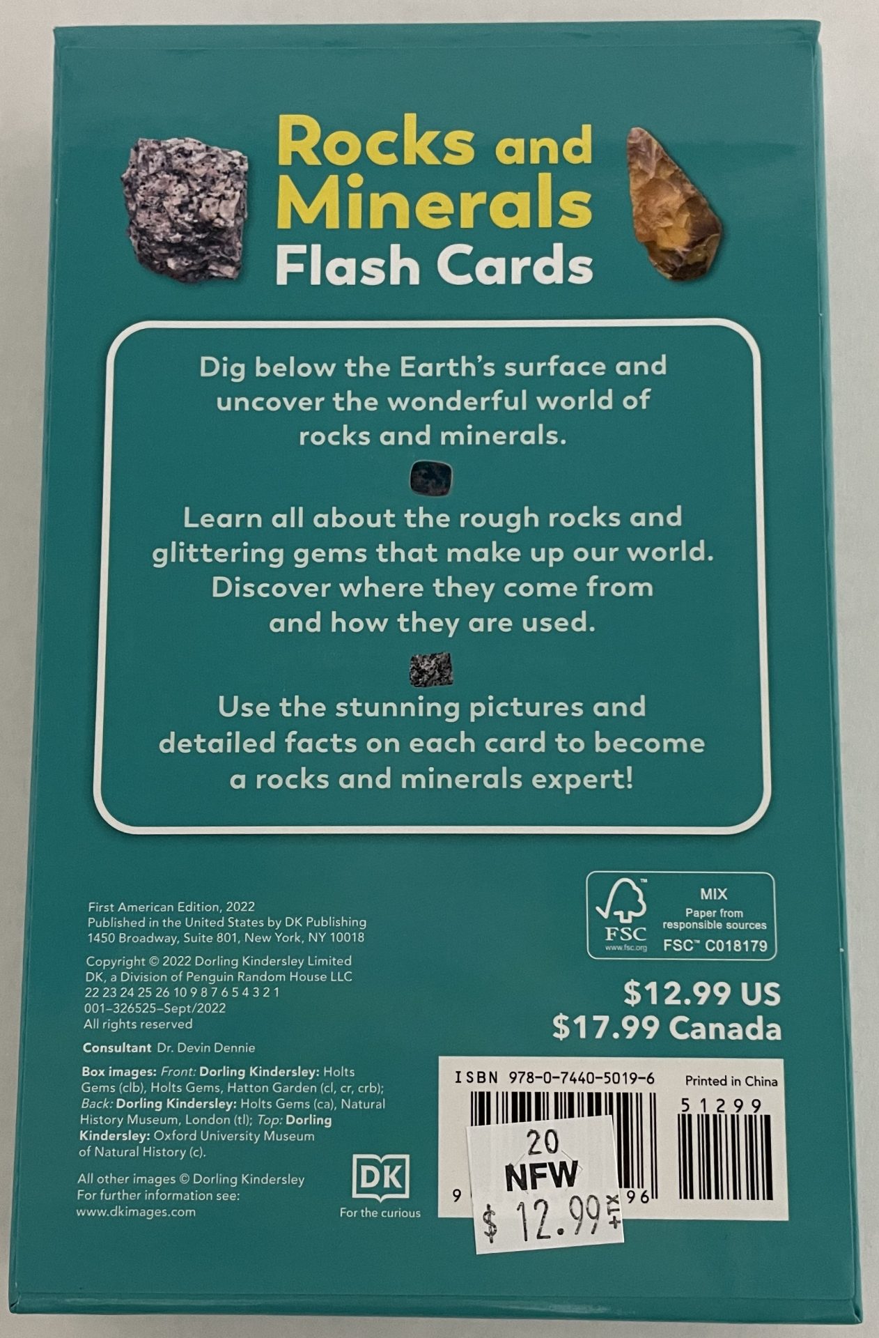 ROCKS & MINERALS FLASH CARDS BACK