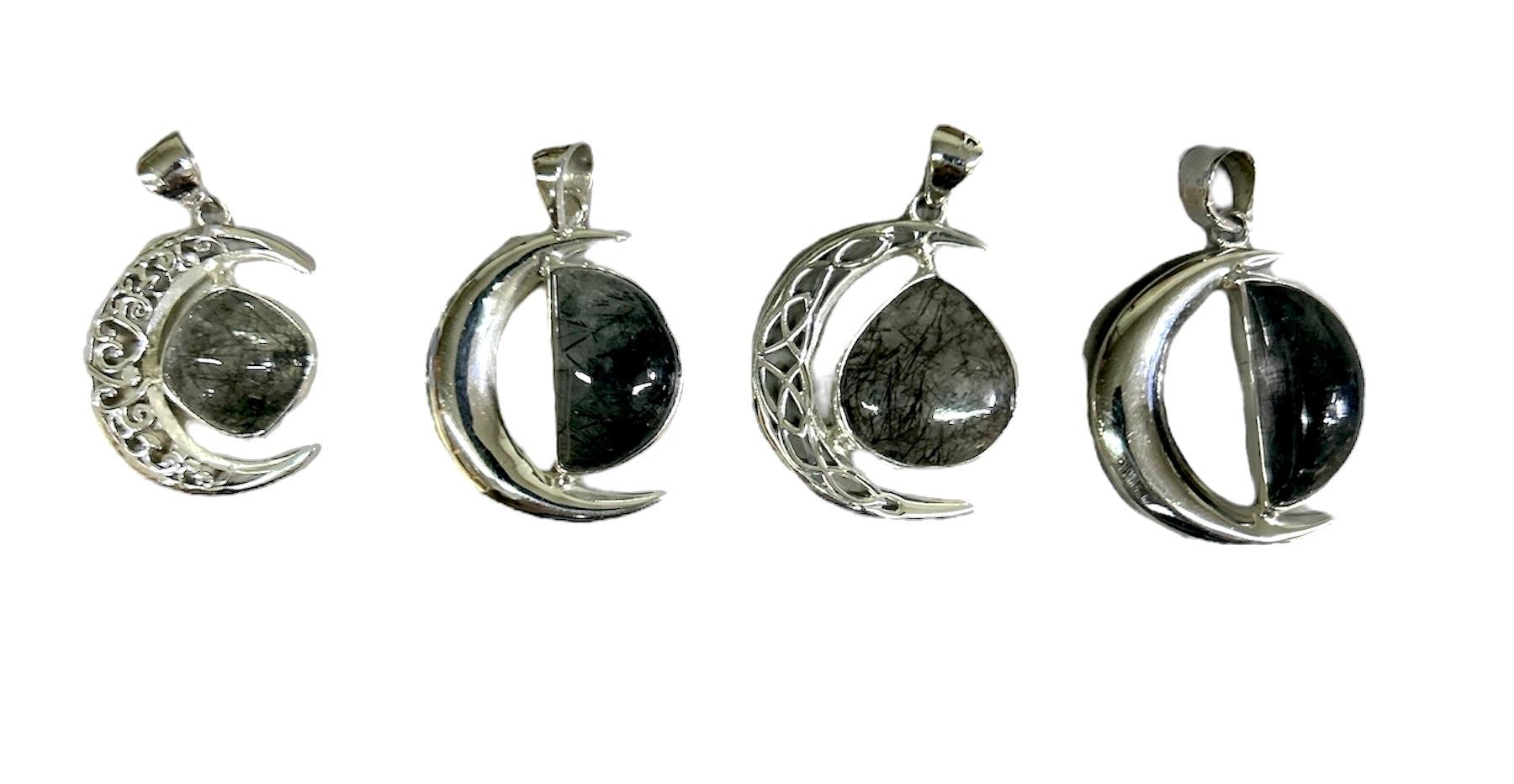black rutile moon pendant