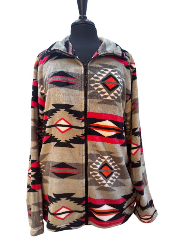 fleece jacket no hood aztec