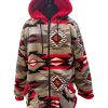 fleece line jacket hood aztec