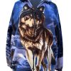 full zip fleece no hood blue wolf