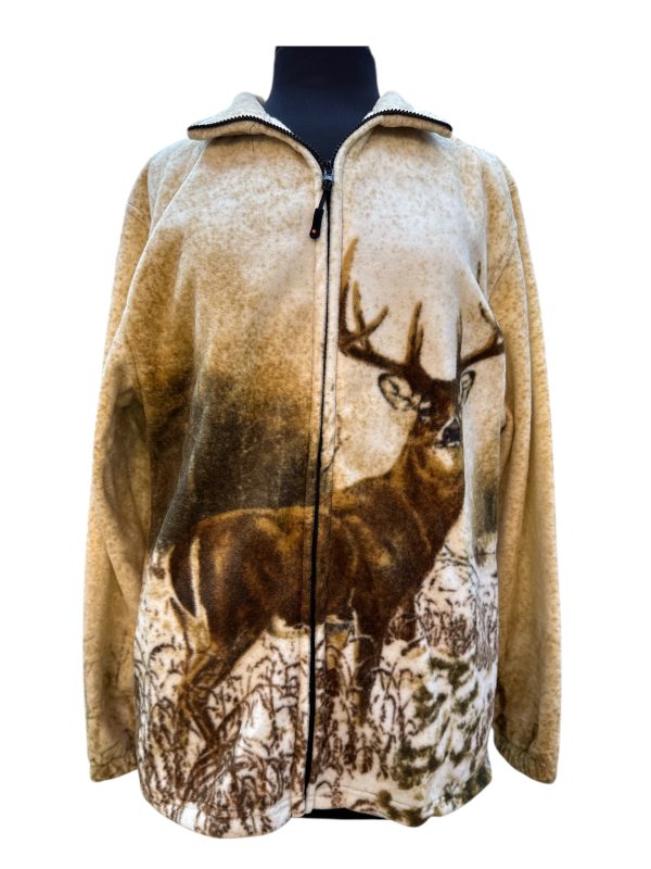 full zip fleece no hood deer