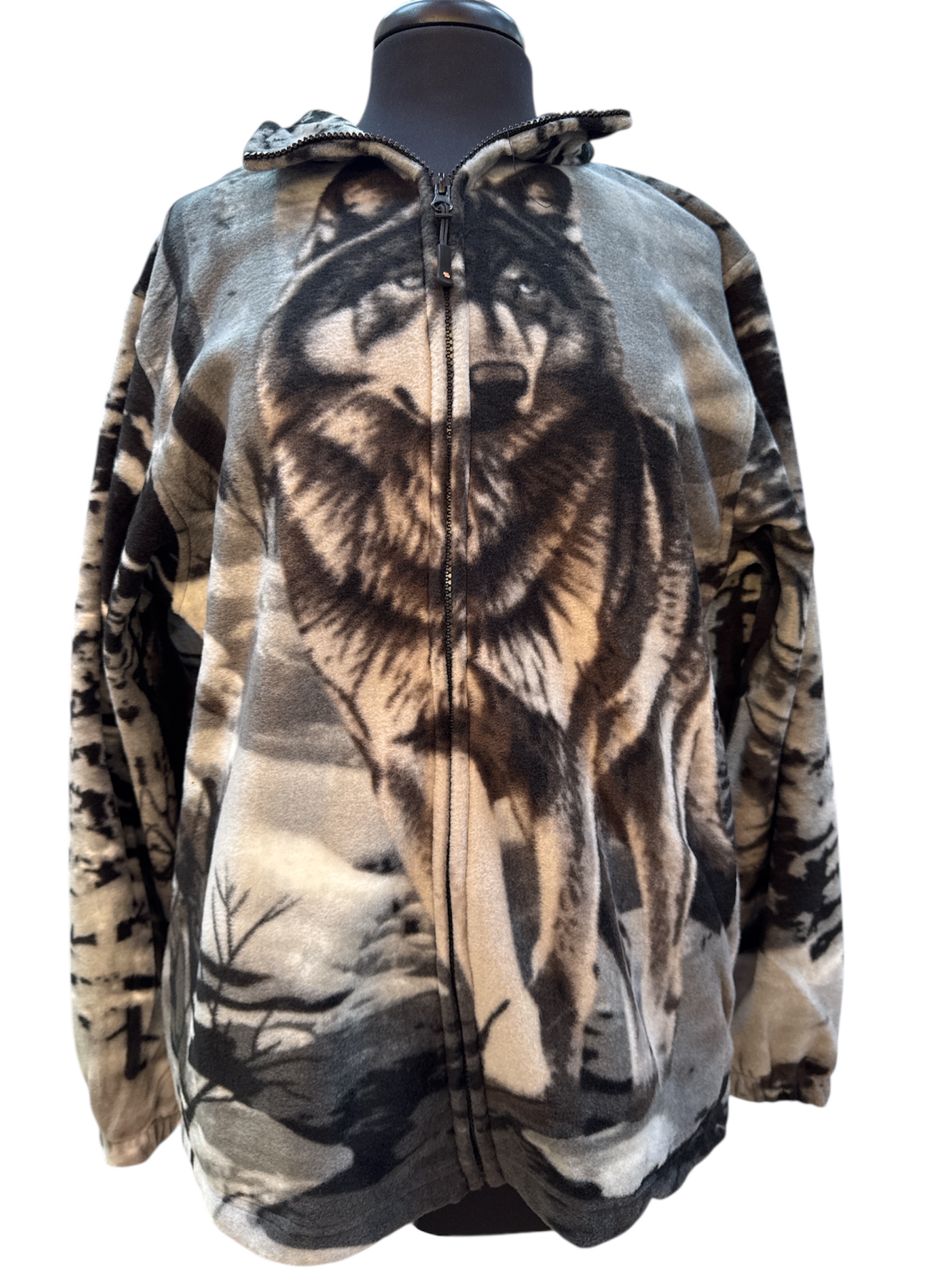 full zip fleece no hood gray wolf