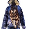 full zip plush sherpa w hood blue wolf