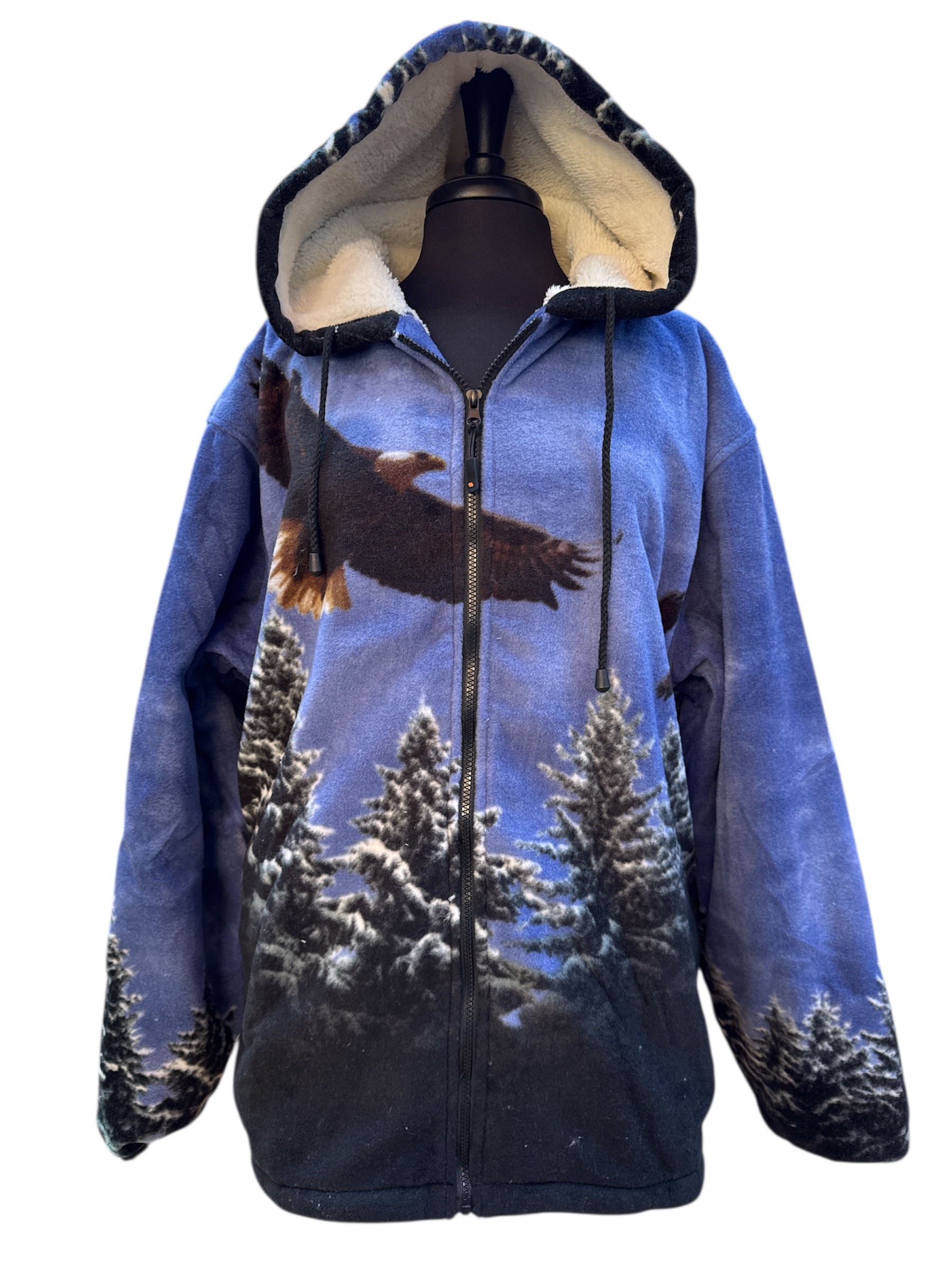 full zip plush sherpa w hood eagle