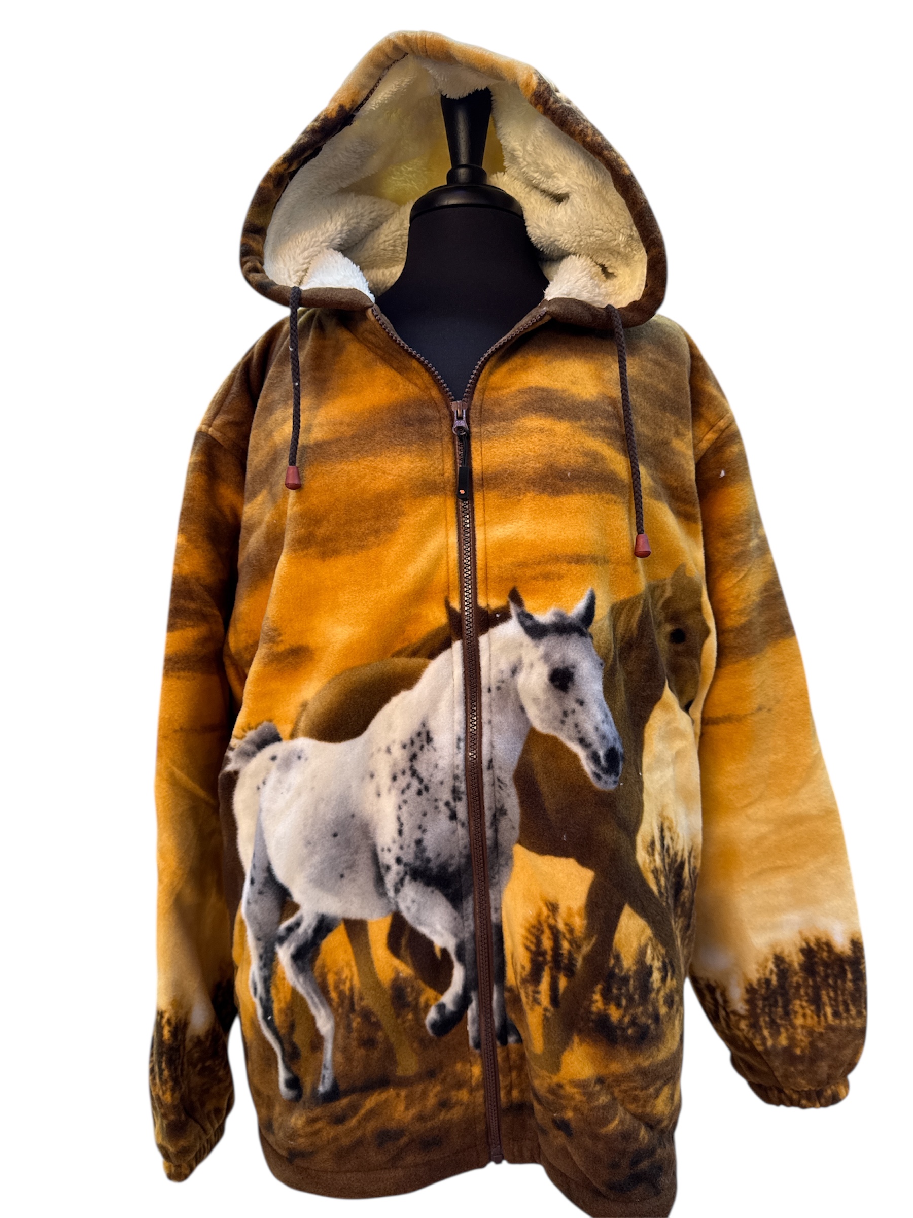 full zip plush sherpa w hood horse